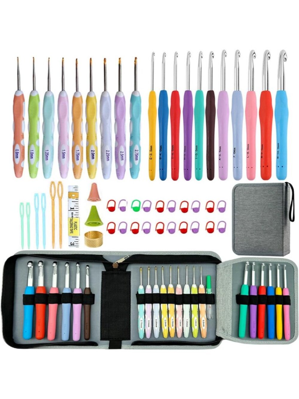21 Sizes Ergonomic Crochet Hook Set with Case for Beginners & Arthritic Hands